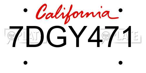 7DGY471 California License Plate