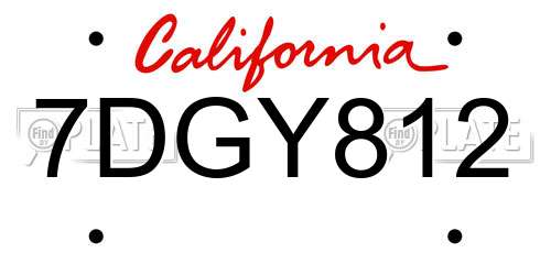 7DGY812 California License Plate