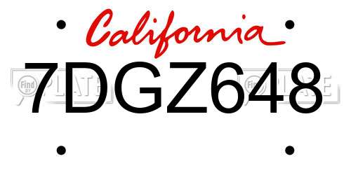 7DGZ648 California License Plate