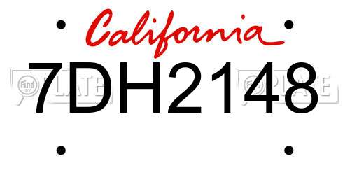 7DH2148 California License Plate