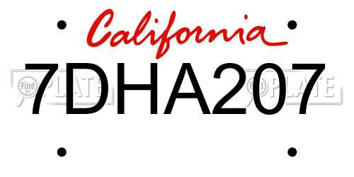 7DHA207 California License Plate