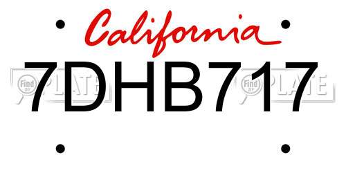 7DHB717 California License Plate