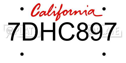 7DHC897 California License Plate