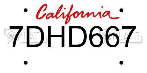 7DHD667 California License Plate