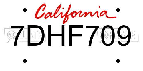 7DHF709 California License Plate