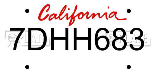 7DHH683 California License Plate