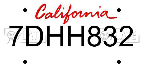 7DHH832 California License Plate