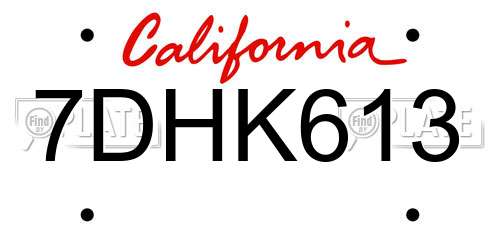 7DHK613 California License Plate