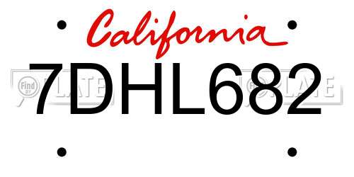 7DHL682 California License Plate