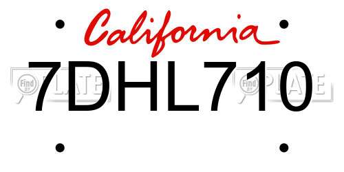 7DHL710 California License Plate