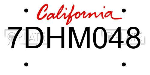 7DHM048 California License Plate