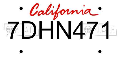 7DHN471 California License Plate