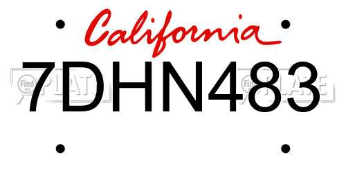 7DHN483 California License Plate