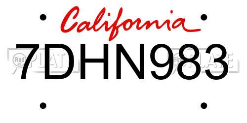 7DHN983 California License Plate