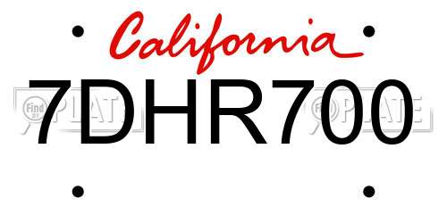 7DHR700 California License Plate