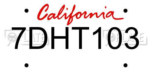 7DHT103 California License Plate