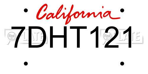 7DHT121 California License Plate