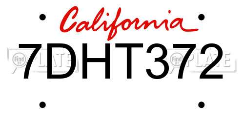 7DHT372 California License Plate