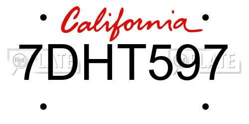7DHT597 California License Plate