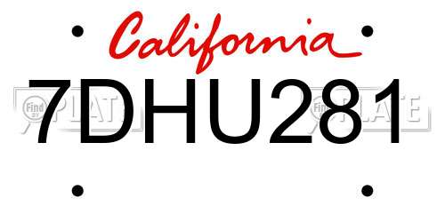 7DHU281 California License Plate