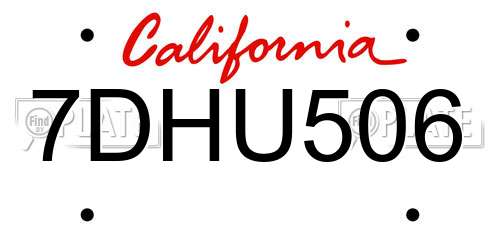 7DHU506 California License Plate