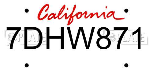 7DHW871 California License Plate