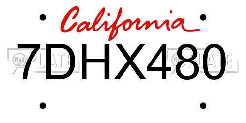 7DHX480 California License Plate