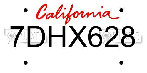 7DHX628 California License Plate