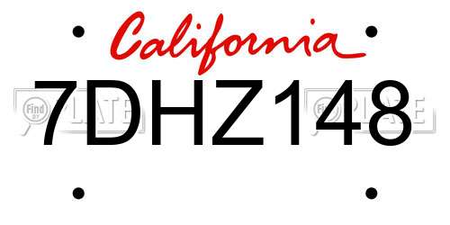 7DHZ148 California License Plate
