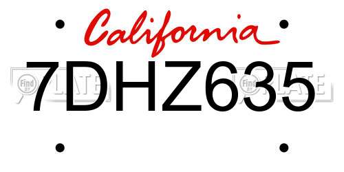 7DHZ635 California License Plate