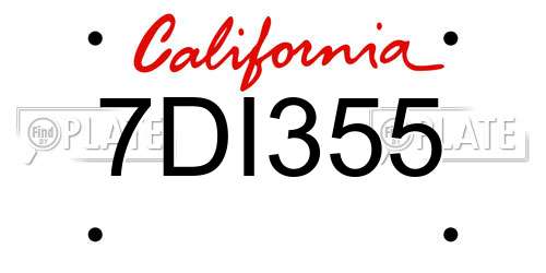 7DI355 California License Plate