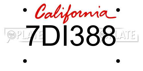 7DI388 California License Plate