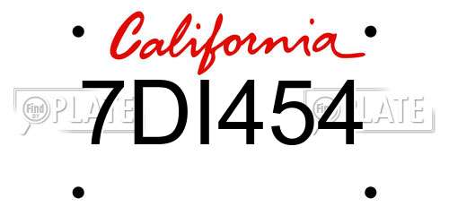 7DI454 California License Plate