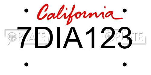 7DIA123 California License Plate