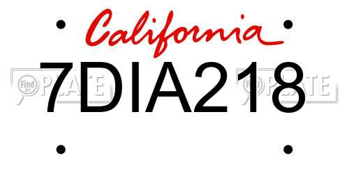 7DIA218 California License Plate