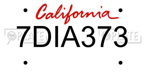 7DIA373 California License Plate