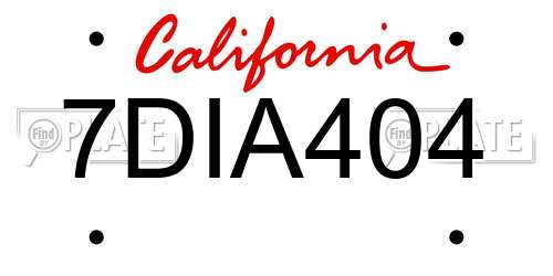 7DIA404 California License Plate
