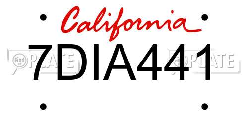 7DIA441 California License Plate
