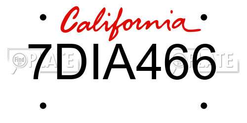 7DIA466 California License Plate