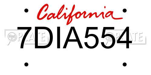 7DIA554 California License Plate