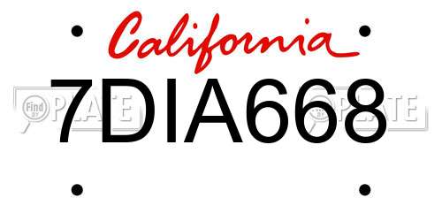 7DIA668 California License Plate