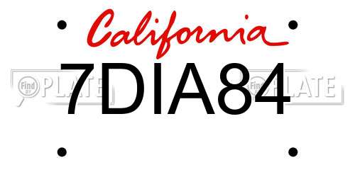 7DIA84 California License Plate