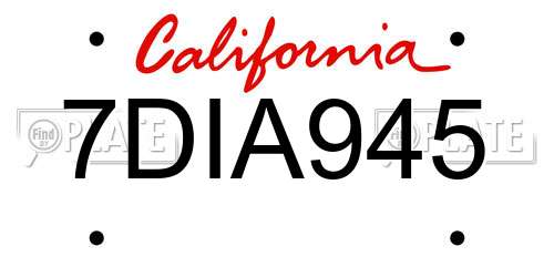 7DIA945 California License Plate