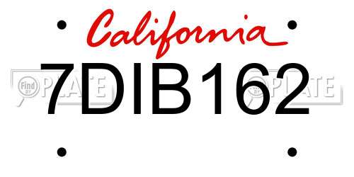 7DIB162 California License Plate