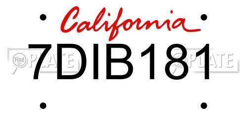 7DIB181 California License Plate