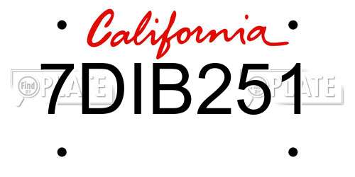 7DIB251 California License Plate