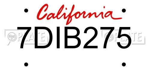 7DIB275 California License Plate