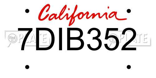 7DIB352 California License Plate