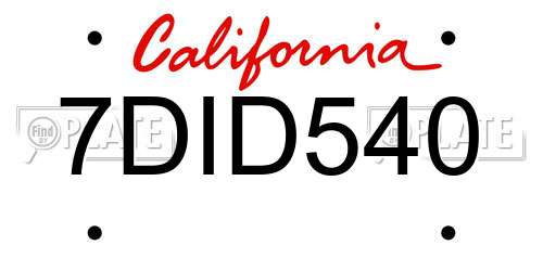 7DID540 California License Plate