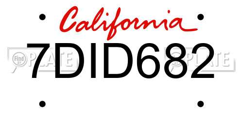 7DID682 California License Plate